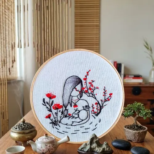 Bastidor Bordado Gestação Amamentação Mãe Bebê Floral