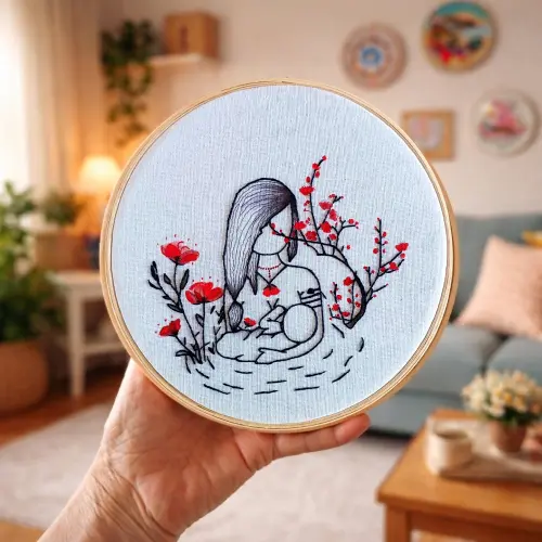Bastidor Bordado Gestação Amamentação Mãe Bebê Floral