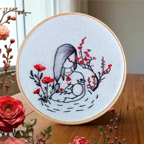 Bastidor Bordado Gestação Amamentação Mãe Bebê Floral