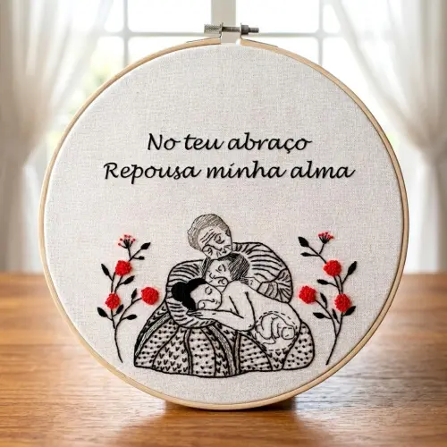 Bastidor Bordado Mães Ancestrais 4 Gerações, Amor e Gestação