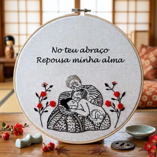 Bastidor Bordado Mães Ancestrais 4 Gerações, Amor e Gestação