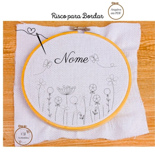 Risco para Bordar Porta Maternidade Jardim Encantado🌹Nome Personalizado