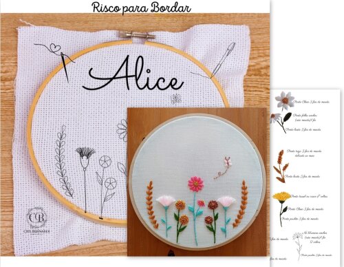 Risco para Bordar Porta Maternidade Jardim Alice🌹Nome Personalizado