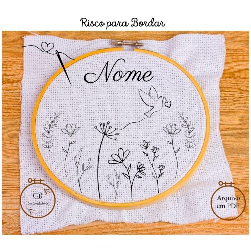 Risco para Bordar Porta Maternidade 🌹Jardim do Amor  💖 Nome Personalizado