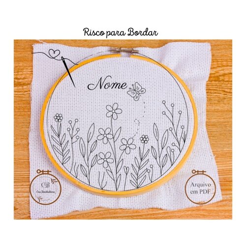 Risco para Bordar Porta Maternidade 🌹Jardim Encantado  💖 Nome Personalizado