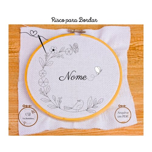 Risco para Bordar Porta Maternidade 🌹Jardim dos Pássaros 🕊️ Nome Personalizado