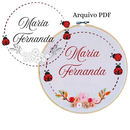 Risco para Bordar Porta Maternidade Joaninha 🐞  Nome Personalizado