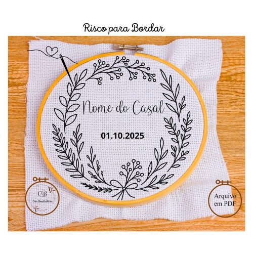 Risco para Bordar 💍Porta Alianças Floral 🌹 Gráfico Bordado Manual Personalizado