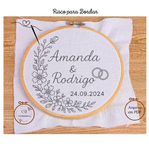 Risco para Bordar 💍Porta Alianças Floral 🌹 Gráfico Bordad