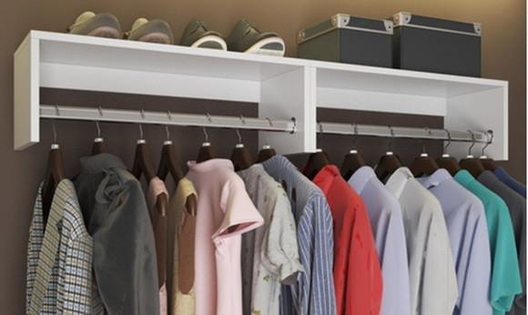 2 Cabideiro Madeira de Parede Organizador Arara 60 cm Mdf.