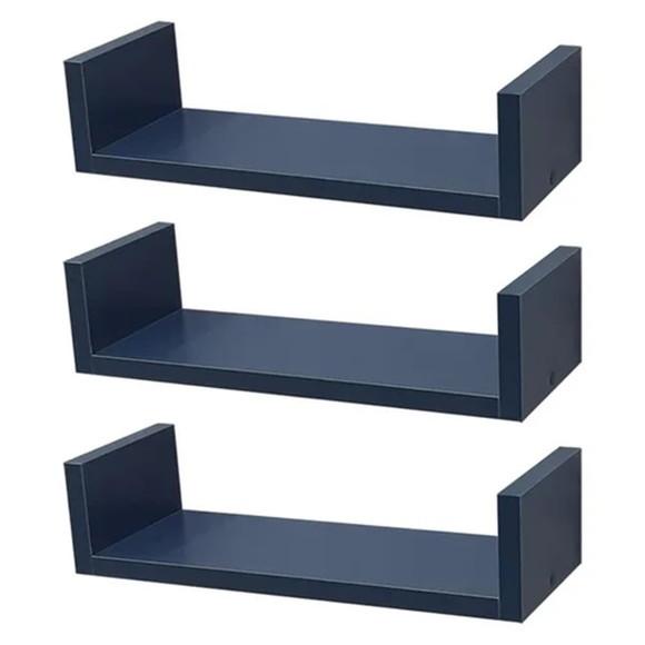 2 Prateleiras u Decorativa p/ Livros mdf Preto Tx ...
