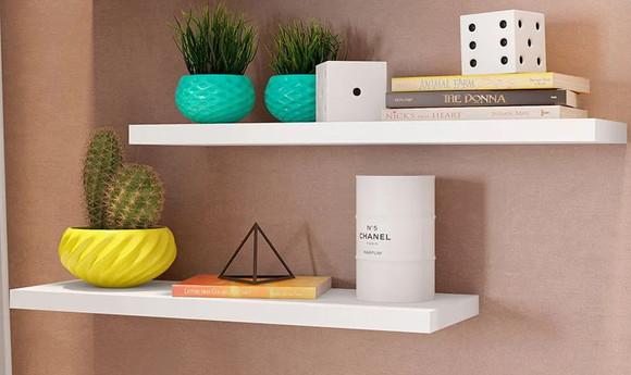 2 Prateleiras mdf 60x15 Lisas e sem Suporte mdf Branco