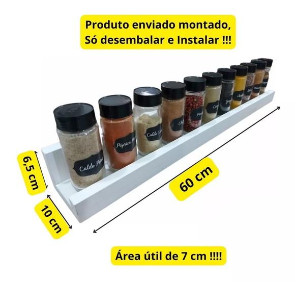 3 Prateleira Decorativa mdf Porta Temperos Condimentos 60cm