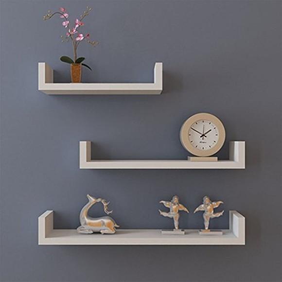 3 Prateleiras u Decorativa p/ Livros mdf Branco.