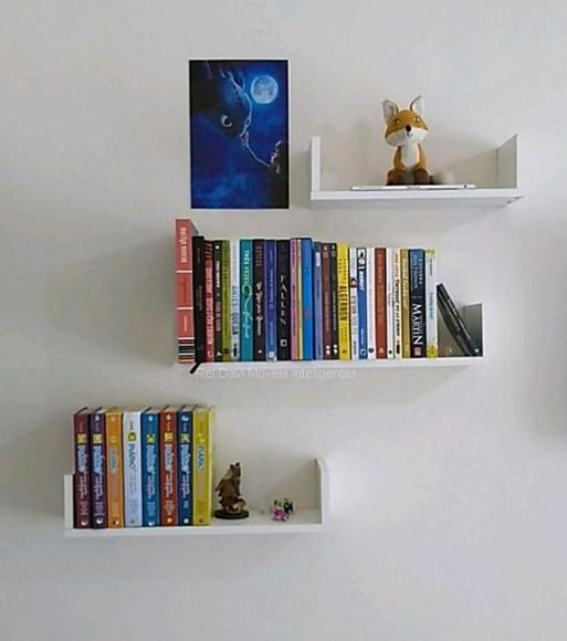 3 Prateleiras u Decorativa p/ Livros mdf Branco