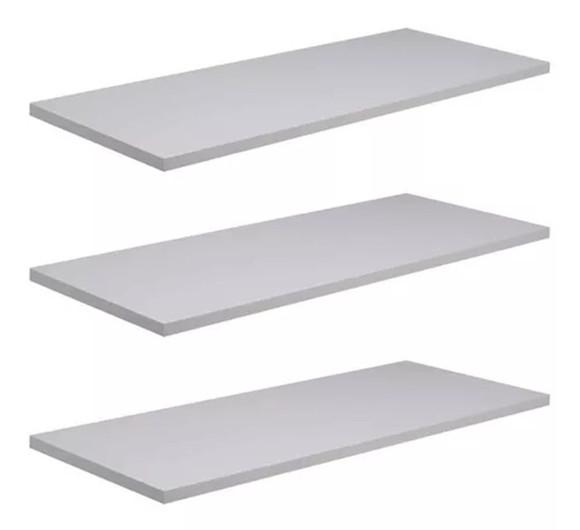 3 Prateleiras mdf 60x15 Lisas e sem Suporte mdf Branco