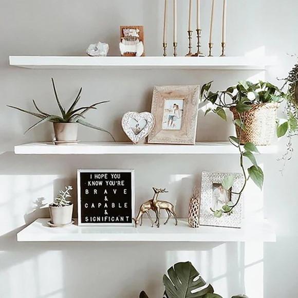 3 Prateleiras mdf 60x15 Lisas e sem Suporte mdf Branco
