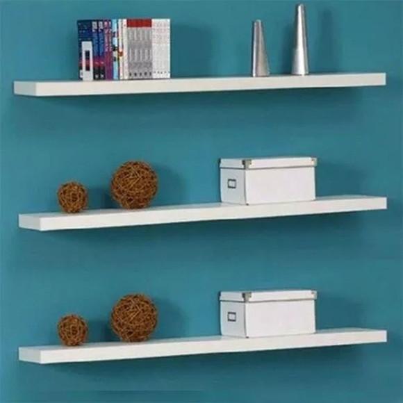 3 Prateleiras mdf 60x25 Lisas e sem Suporte mdf Branco