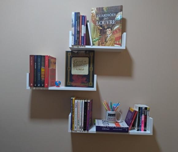 4 Prateleiras u Decorativa p/ Livros mdf Branco. .