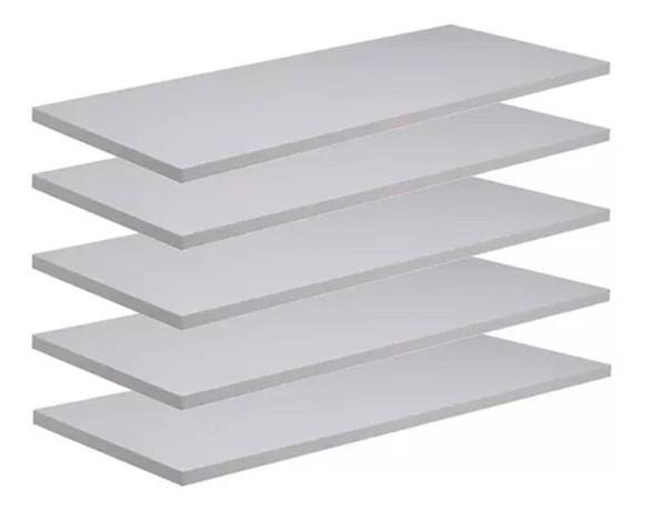 5 Prateleiras mdf 60x10 Lisas e sem Suporte mdf Branco
