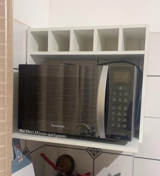 Armário para Microondas com Adega mdf Branco 60x50x30/40
