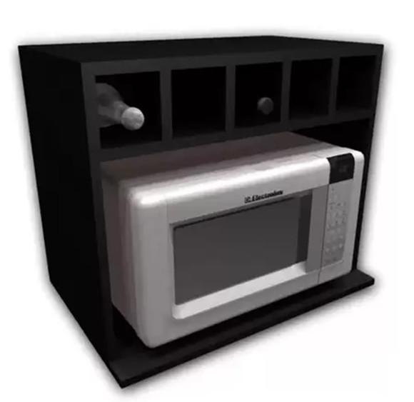 Armário para Microondas com Adega mdf Preto 60x50x30/40