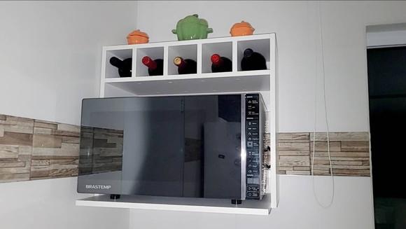 Armário para Microondas com Adega mdf Branco 60x50x30/40