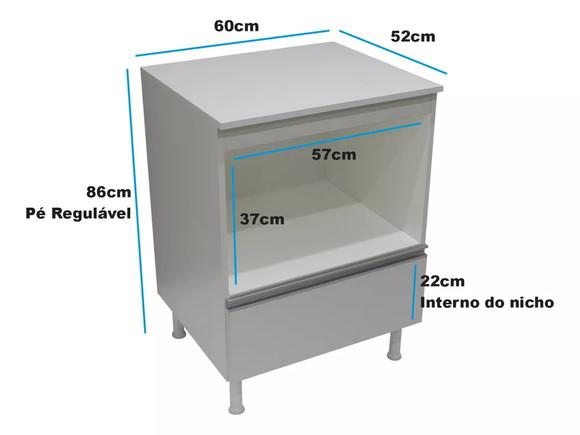 Bancada Multiuso 100%mdf 1 Basculante com Tampo Cozinha 60cm