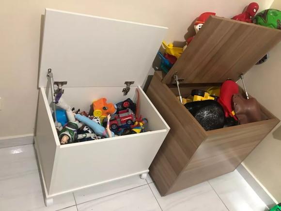 Baú Brinquedos Montessoriano mdf c/ Rodinhas 80 cm Largura
