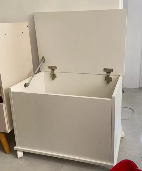 Baú de Brinquedos mdf c/ Rodinhas, Branco Tx - 50 cm Largura