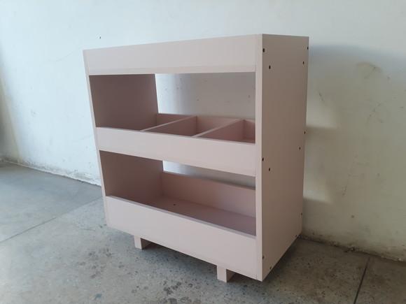 Baú Estante Organizador de Brinquedos Montessoriano mdf Rosa