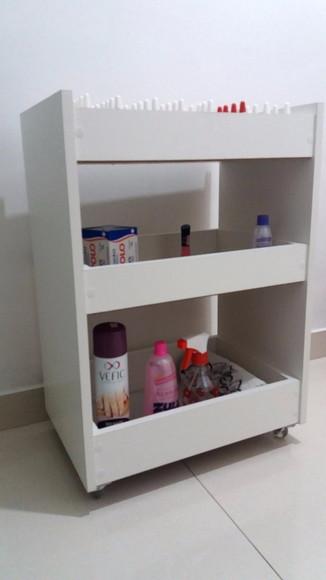 Carrinho Auxiliar para Manicure c/ Rodizio mdf Branco