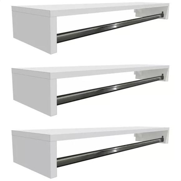 Combo c/ 3 Cabideiro de Parede Organizador Arara 50 cm mdf