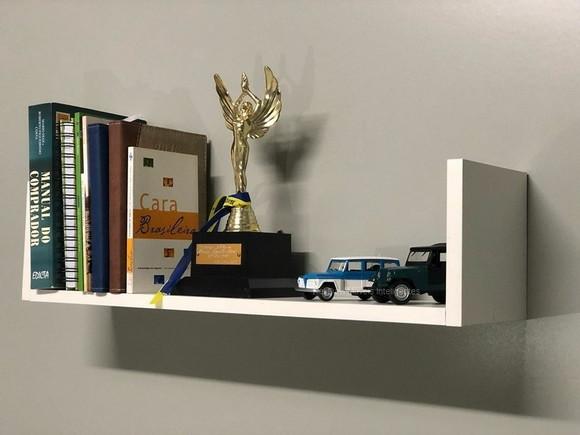 Combo com 4 Prateleiras u Decorativa p/ Livros mdf Branco.