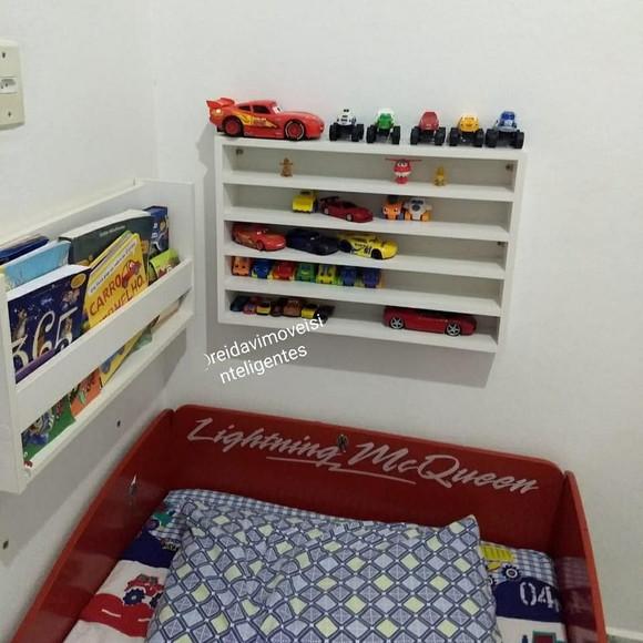Estante Organizadora de Carrinhos mdf Branco 60x40x10