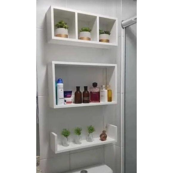 Kit 3 Nicho Decorativo Banheiro, Sala, Cozinha 100%mdf