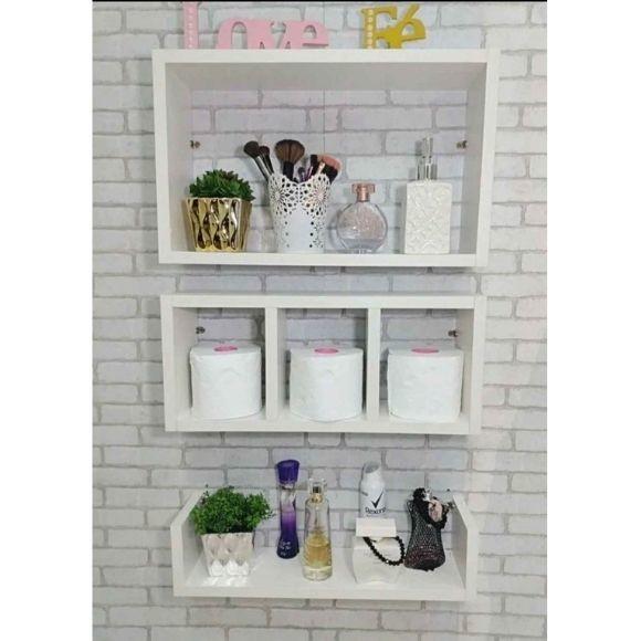 Kit 3 Nicho Decorativo Banheiro, Sala, Cozinha 100%mdf