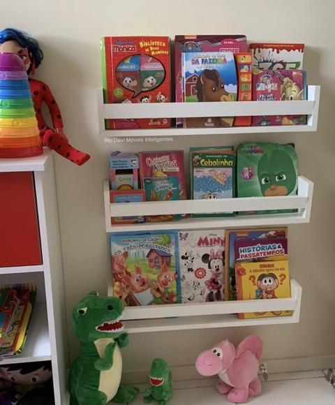 Kit 4 Prateleiras Montessoriana Livros Infantil Branco 60 cm