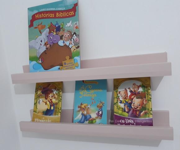 Kit c/ 2 Prateleiras para Quadros Livros Infantil Rosa