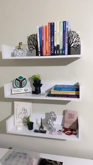Kit c/ 3 Prateleiras 60x20 mdf Branco Decoração Livros