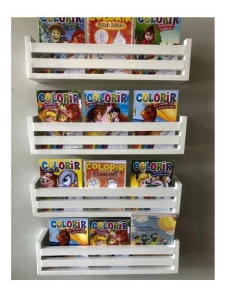 Kit c/ 4 Prateleiras Montessorianas Livros Infantil mdf