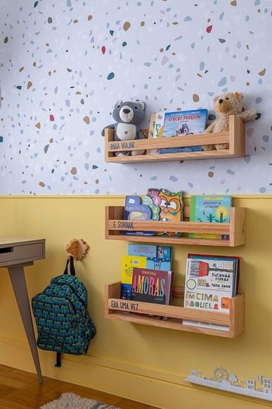 Kit Prateleira Montessoriana Livros Infantil Pinus mdf