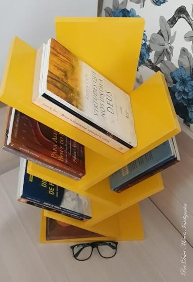 Livreiro Porta Livro Estante de Mesa Prateleira Amarelo ..