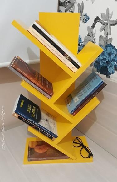 Livreiro Porta Livro Estante de Mesa Prateleira Amarelo ...