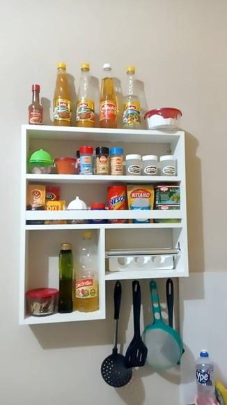 Nicho de Cozinha Porta Tempero com Gancho mdf Branco Tx