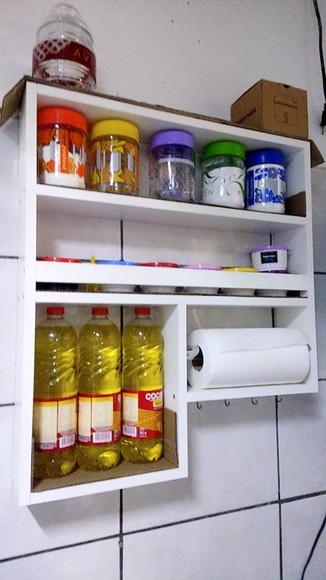 Nicho de Cozinha Porta Tempero com Gancho mdf Branco Tx
