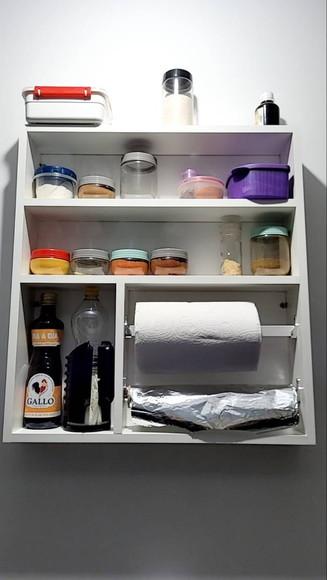 Nicho de Cozinha Porta Tempero Papel mdf Branco Tx