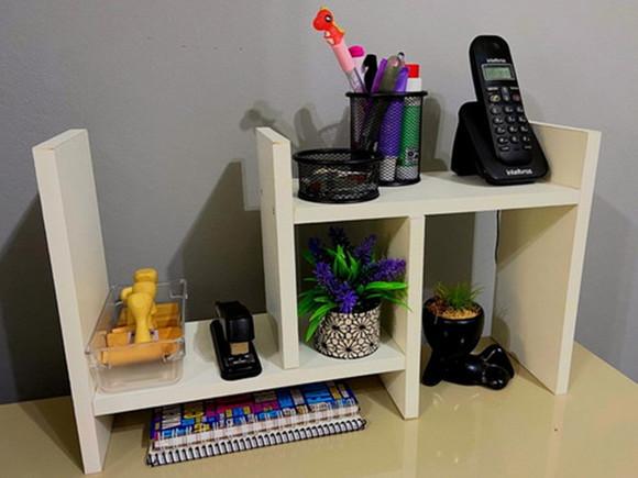 Nicho Organizador Decorativo Mesa Escritório mdf Branco