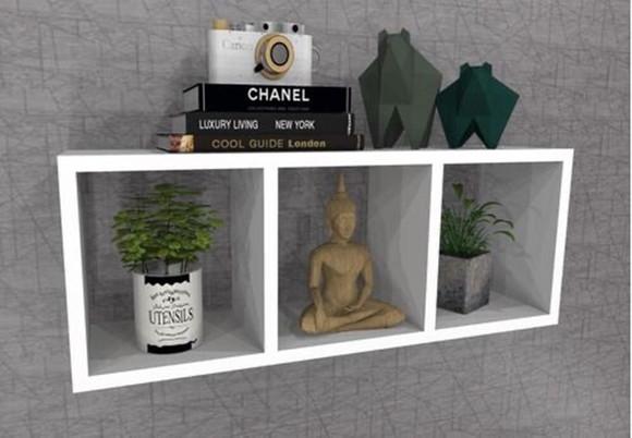 Nicho Triplo 50x20x10 Decorativo 100% mdf Branco Tx.