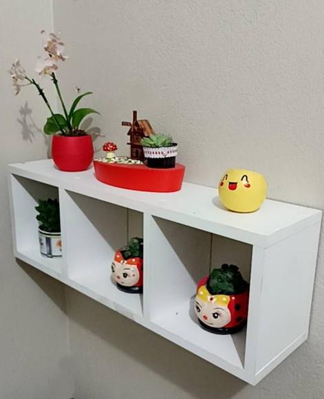 Nicho Triplo 60x20x10 Decorativo 100% mdf Branco